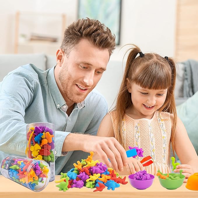 ABCaptain Counting Dinosaurs Toy Matching Sorting Game, Color Classification and Sensory Training Educational Learning Toys Set Gift for Toddlers