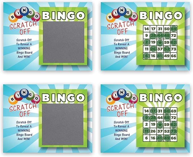 My Scratch Offs Bingo Scratch Off Game Cards Casino Night Party 26 Cards (24 Non Bingo, 2 Bingo)