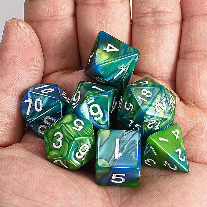 CiaraQ DND Polyhedral Dice Set with a Black Dice Bag for D&D RPG MTG Role Playing Table Games
