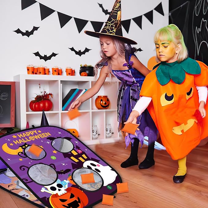 Halloween Games for Kids Party, Spooky Grim Reaper Bean Bag Toss Games Halloween Party Games Favors Carnival Games for Kids School Classroom Fall Festival Games Outdoor Indoor Trunk or Treat Gifts (1)