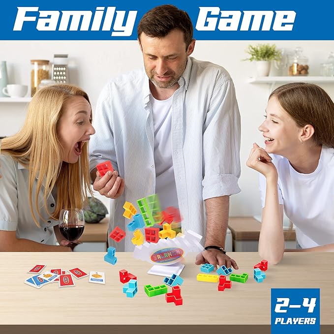 iYuePeng 48Pcs Drop Tetra Balance Tower Game - Fun Stacking Building Blocks for Kids Age 3+ - Develops Dexterity, Patience, and Fine Motor Skills