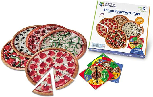 Learning Resources Pizza Fraction Fun Game, 13 Fraction Pizzas, 67 Piece Game, Ages 6+