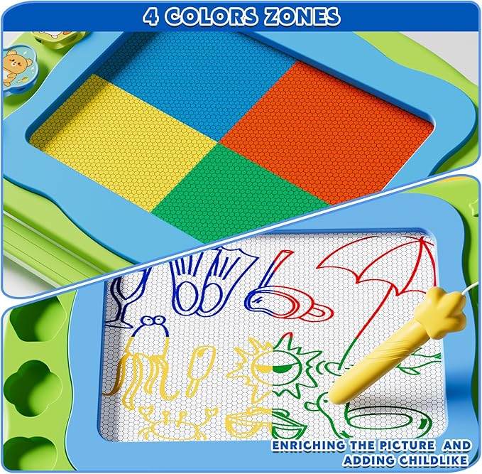 Magnetic Drawing Board Large Doodle Board Toddler Toys for Girls Boys 3 4 5 6 7 Year Old Kids, Montessori Preschool Educational Travel Toys Gifts Etch A Colorful Sketch Magnet Erasable Writing Pad