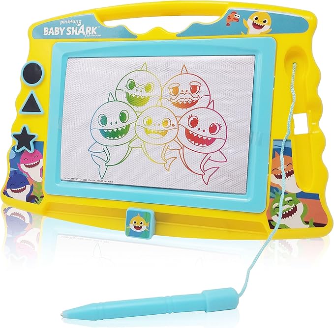 Lollipop Baby Shark Magnetic Drawing Board with Stylus and 3 Stamps, for Boys or Girls (Blue)…