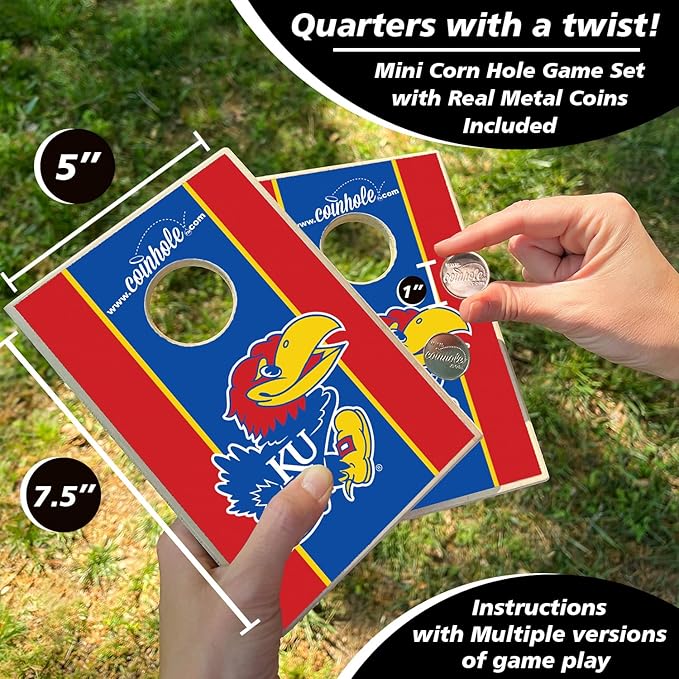 Tabletop Cornhole Game Set | Officially Licensed College Mini Football Cornhole Board Game | Includes Coins