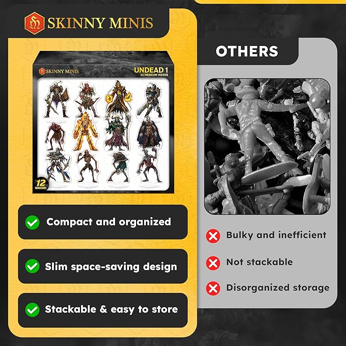 D&D Compatible Miniatures, Undead DND 2D Miniatures with Double-Sided Graphics, Durable Acrylic DND Minis, Unique Designs for Tabletop RPGs