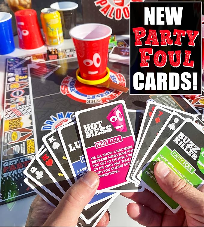 The Ultimate Party Drinking Game for Adults - The Board Game That Combines Beer Pong, Flip Cup, Kings Cup, Drinking Card Games & More Fun Challenges!