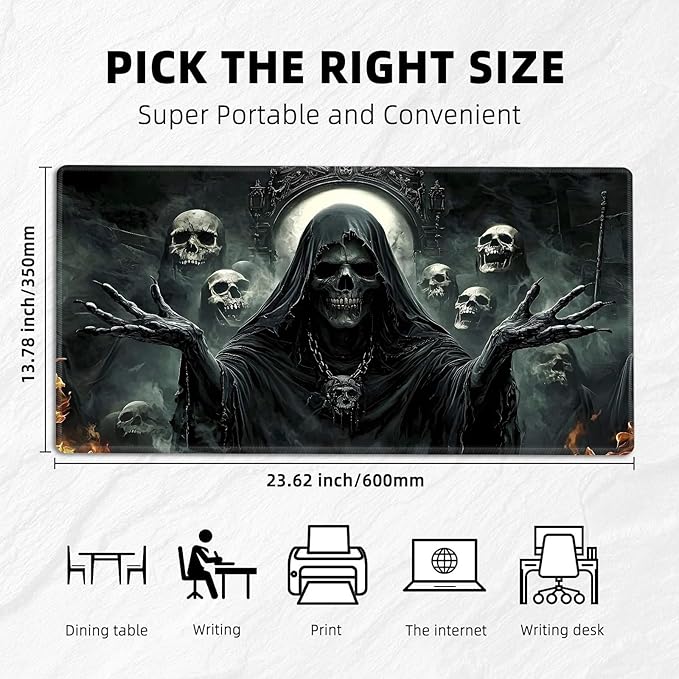 for MTG Playmat with Zones Storage Bag, for TCG Playmat and Playing Card Mat for Magic Board Games, Ghostly Faces Non-Slip Stitched Edges Game Mat, Rollable Foldable Card Playmats