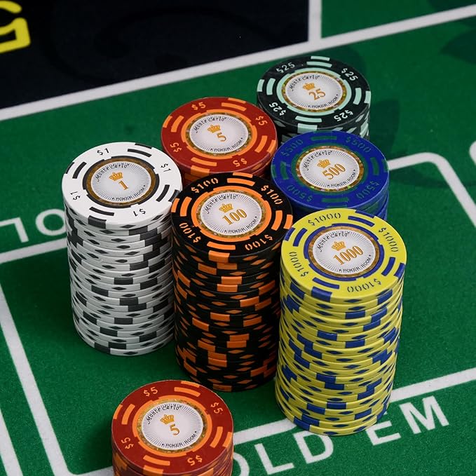 Nmroim14 Gram Clay Poker Chips Set 50PCS Casino Class Chips Set for Texas Hold'em Blackjack Poker Game (50Pcs)