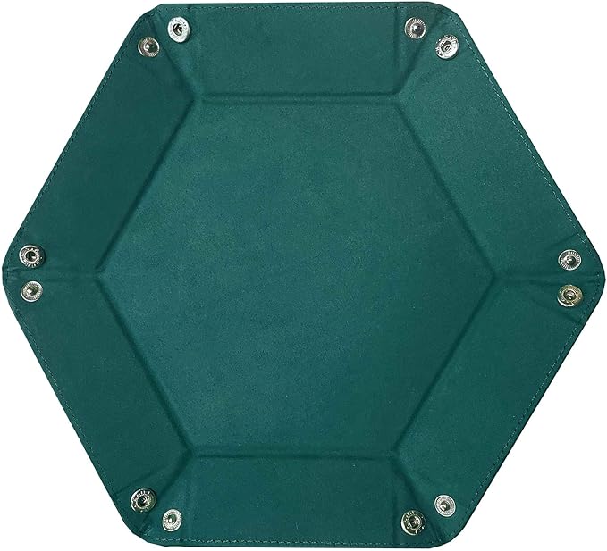 BCW Hexagon Dice Tray - Teal | Premium Quality, 12" Diameter (Flat), 8" Diameter (Folded) | Black Leatherette Back, Suede Liner | Ideal for RPGs, Warhammer, Dice Masters, DND | Gaming Dice Tray…
