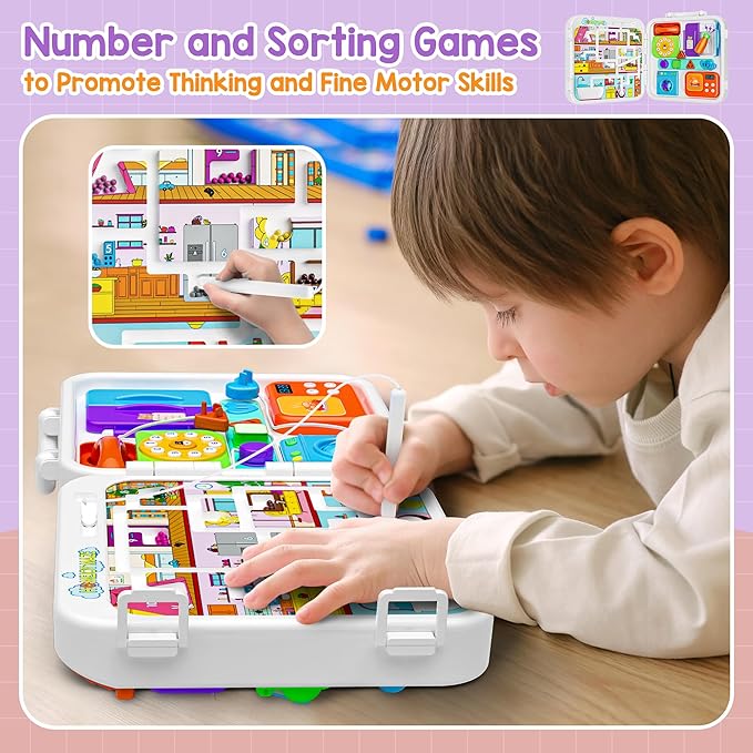 Musical Toys for 1 Year Old Girl Boy, 1st Birthday Gifts for 1 Year Old Girl, Montessori Busy Board with Light Music, Learning Educational Toy for Toddler 1-2, Baby 12-18 Months