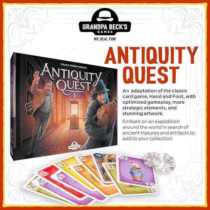 Antiquity Quest | A Set Collection Card Game from The Creators of Cover Your Assets, Grandpa Beck's Games | 2-8 Players Ages 10+. Classic Card Game Feel Similar to Hand and Foot or Canasta