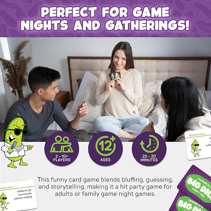 I'm Kind of a Big Dill — Hilarious Party Card Game for Adults & Teens — Perfect for Game Night & Parties — Bluffing, Guessing & Exaggeration with Tokens for Friends & Family Fun!