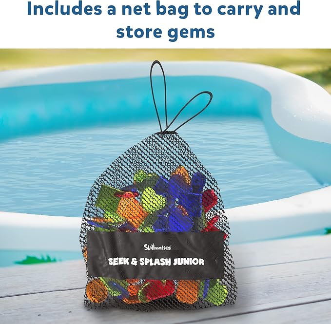 Skillmatics Pool Toys – Seek & Splash, Preschool Search & Find Water Game, Swimming Pool & Bathtime Toy for Kids, Summer Fun & Gifts for Boys & Girls Ages 3, 4, 5, 6, Includes 48 Colorful Gems