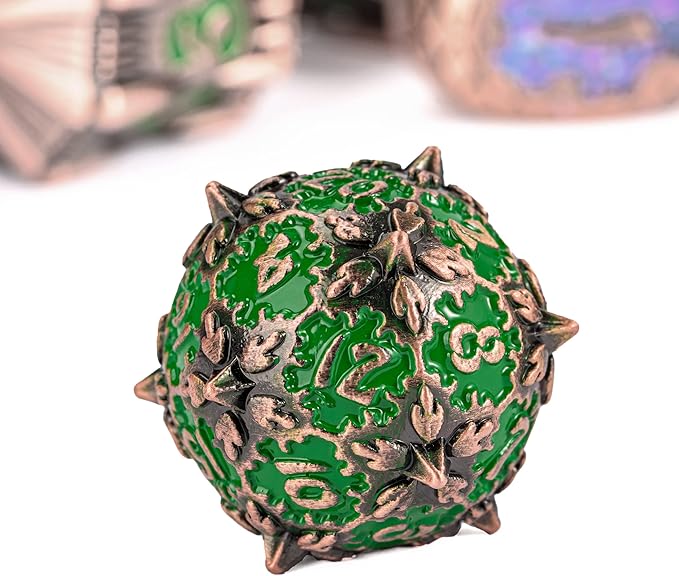 UDIXI Metal DND Dice Set, 7PCS Polyhedral Dice Set D&D with Unique Shape for Dungeons and Dragons Role Playing Games RPG Board Games (Copper with Green Number)