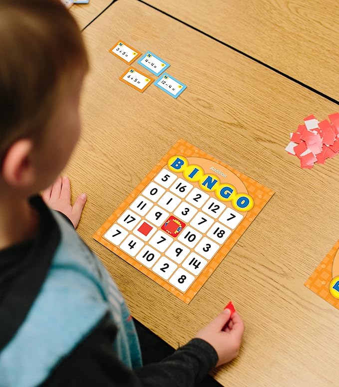 Carson Dellosa Addition and Subtraction Bingo Board Games, Adding and Subtracting Math Facts for Kids Ages 5+, Kindergarten Learning Activities, 3-36 Players