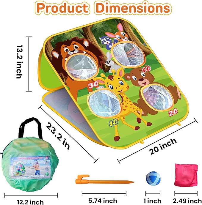 Animal Bean Bag Toss Game Kids Outdoor Toys, Family Party Games for Kids, Double-Sided Foldable Cornhole Board, Outside Lawn Party Toy, Birthday Gift for Boys Girls Toddler Age 3 4 5 6 7 8