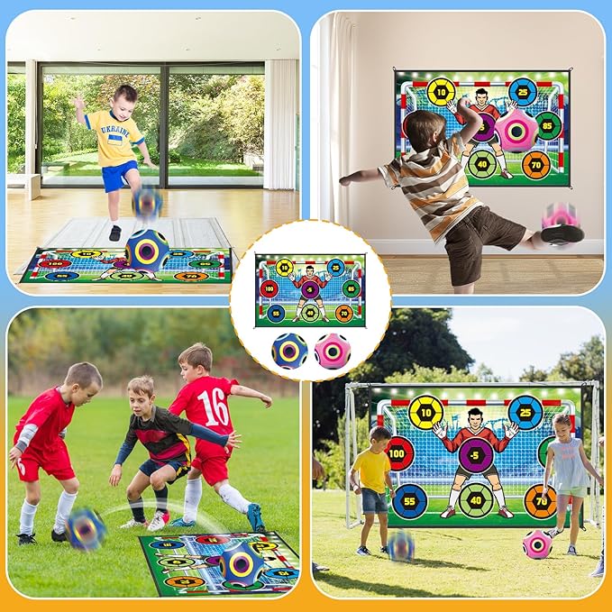 RedCrab Toy Soccer Ball Game Set for Boys and Girls, Outdoor Indoor Backyard Toddler Soccer Goal Games with 2 Football, 1 Flannel Target, 4 Darts, Soccer Toys Gift for 3-5 6-8 8-12 Birthday Christmas