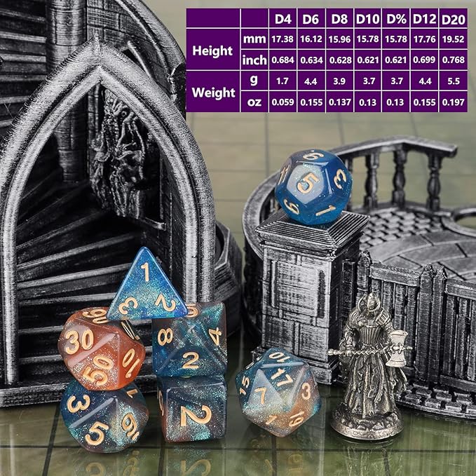 Coyeekn 7 x 7 DND Dice Set, (49 Pieces) Polyhedron Dice for Dungeons & Dragons RPG MTG DND Tabletop Game with 1 Pouch