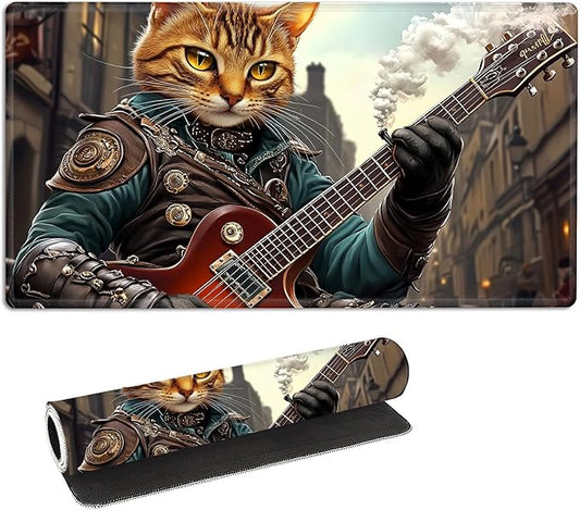 for MTG Playmat with Storage Bag, for TCG Playmat and Playing Card Mat for Magic Board Games, Non-Slip Tabby Cat Desk Mat, Stitched Edges Game Mat, Rollable & Foldable Card Playmat