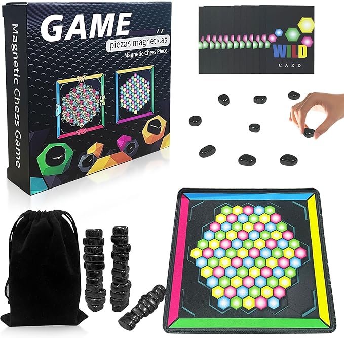 32 Pcs Magnetic Chess Game, Magnetic Chess Game with Stones, Magnet Game with Game Pad, Magnetic Board Games, Puzzle Strategy Games, Home Party Supplies for Kids & Adults New Year's Gift