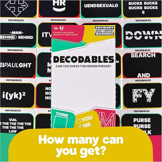 Spin Master Games, Decodables - A Hysterical Adult Party Game, Card Game for Bachelorette Parties, College, Birthday, for Ages 18+