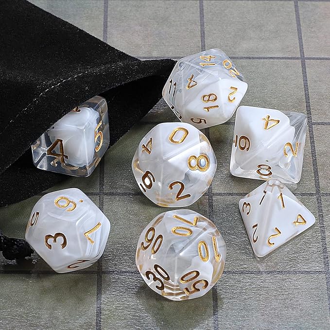 CiaraQ DND Polyhedral Dice Set with a Black Dice Bag for D&D RPG MTG Role Playing Table Games