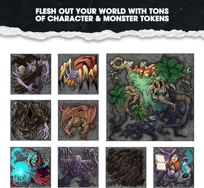 Dungeon Craft Cursed Lands Terrain Set for DND & RPG – 1000+ Double-Sided Dry/Wet Erase Tiles – Modular Battle Map Pieces for Tabletop Games & Dungeon Maps
