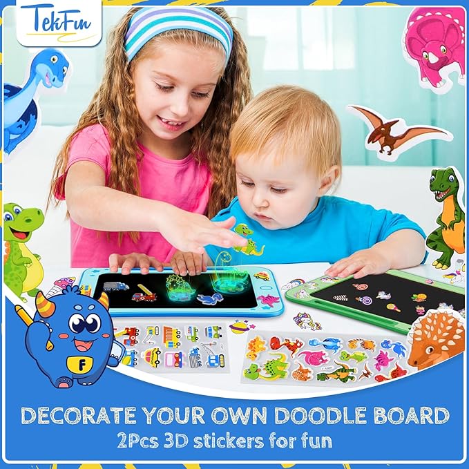 TEKFUN Toddler Kids Toys Gifts - 8.5 Inch LCD Writing Tablet Kids Doodle Board with Stickers Colorful Drawing Tablet, Kids Birthday Christmas Gifts Toys for 3 4 5 6 Years Old Boy (Blue)