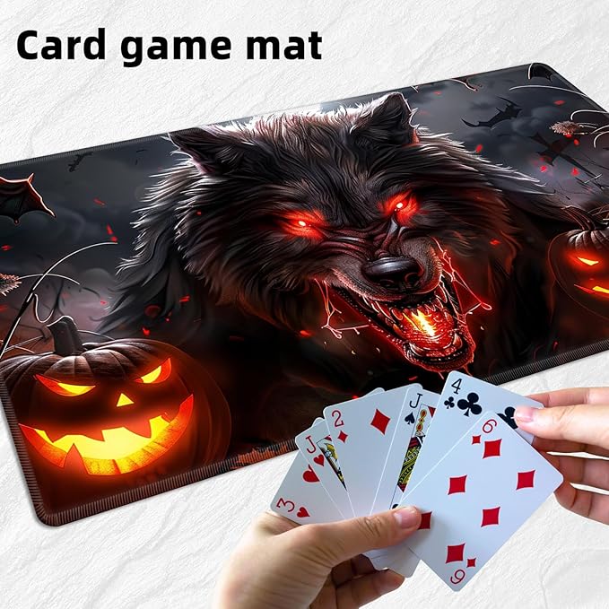 for MTG Playmat with Storage Bag, for TCG Playmat and Playing Card Mat for Magic Board Games, Non-Slip Werewolf Desk Mat, Stitched Edges Game Mat, Rollable & Foldable Card Playmat