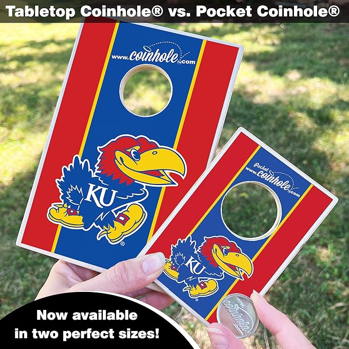 Tabletop Cornhole Game Set | Officially Licensed College Mini Football Cornhole Board Game | Includes Coins