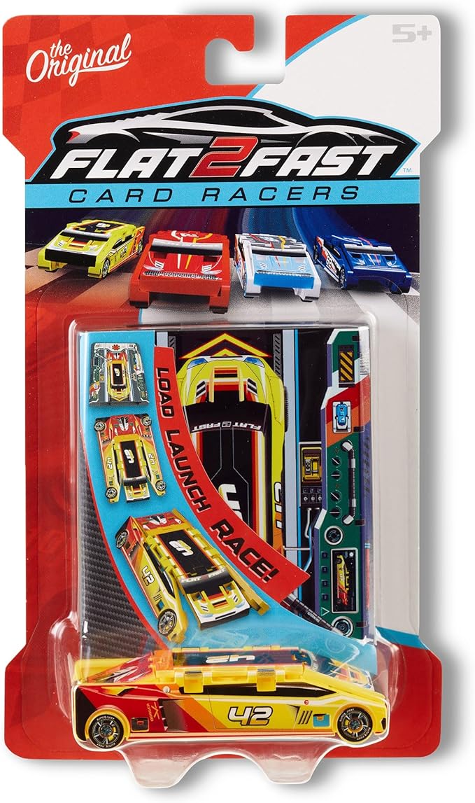 Yellow 42 Card Racer | Load, Launch, Race - Pocket-Sized Racecar Toy Ages 5 and up (Sold Each)