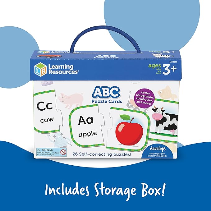 Learning Resources ABC Puzzle Cards, Kindergarten Readiness, Self Correcting Puzzles, Alphabet Learning Games, Puzzles for Toddlers, Ages 3+