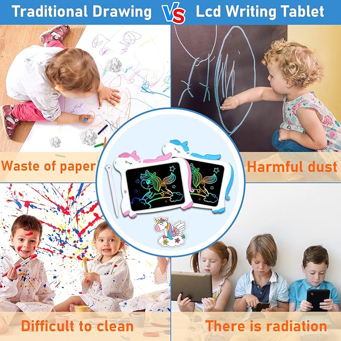 GJZZ Toys for Boys Gifts for 3 4 5 Years Old Boy - Unicorn 10inch Drawing Doodle Board, Toddler Toys, Learning Writing Board Kids Toys Age 6 7 8 for Christmas, Birthday, Blue