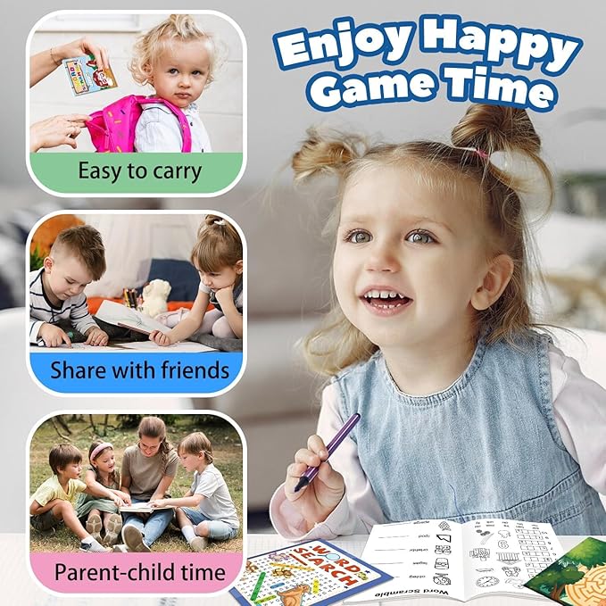 24 Mini Activity Books for Kids Party Favors ages 4-8 8-12,Fun and Challenges include Mazes, Dot to Dot,Word Search, Word Scramble and More for Goodie Bag Stuffer Classroom Activity
