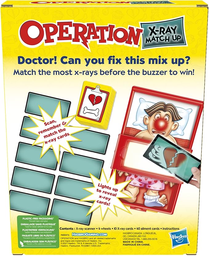 Hasbro Gaming Operation X-Ray Match Up Board Game for 2 or More Players, Matching Game for Kids Ages 4 and Up, with Lights and Sounds