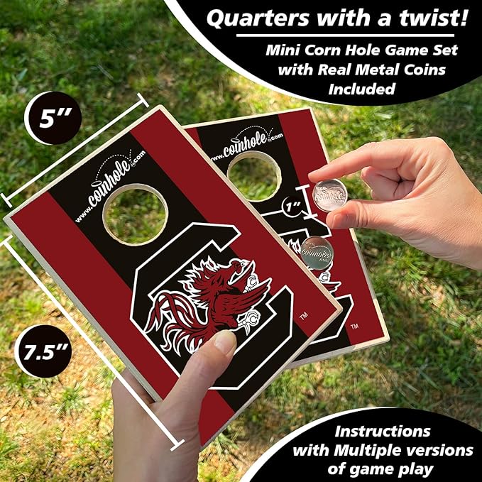 Tabletop Cornhole Game Set | Officially Licensed College Mini Football Cornhole Board Game | Includes Coins