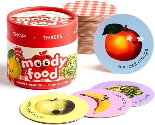 BlueMilk Moody Food by Chunky Deli | A New Twist on 6 Classic Card Games for Family Game Night Parties with Toddlers, Kids, and Adults 2+ Player, 3 Levels of Play, Easy Medium Hard