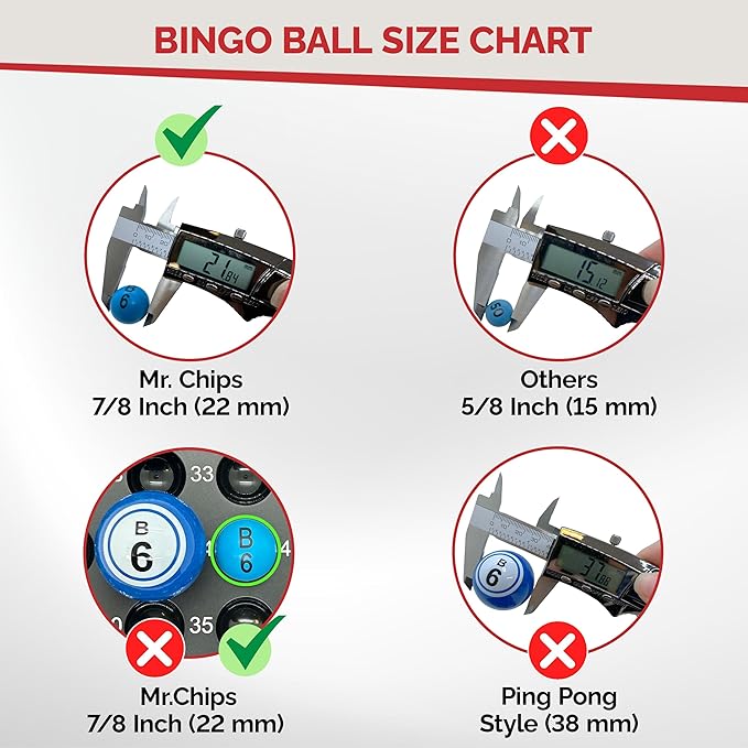 MR CHIPS 2 Packs of Easy Read 7/8" Bingo Balls with Fade and Scratch Resistant Large Numbers Letters That Will Never Rub Off