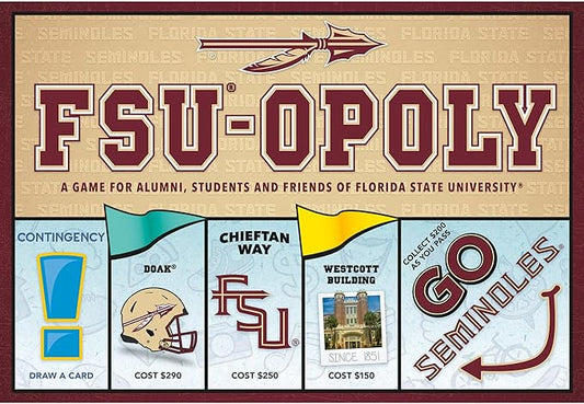 Late For The Sky: FSU-Opoly - Florida State University Themed Family Board Game, Opoly-Style, Traditional Play Or 1 Hr Version, Ages 8+, 2-6 Players