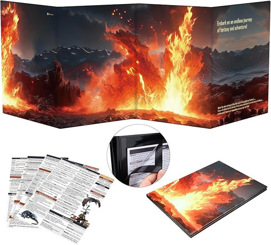 Haxtec DND DM Screen, Dungeons and Dragons Master Screen, Four-Panel with Magnetic Pockets DM Screen for Board Games Masters, TTRPG Accessories D&D Gifts for DM Dungeons Masters