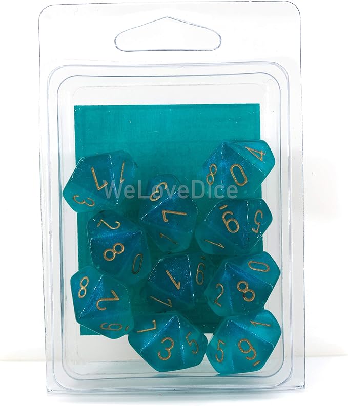Borealis Teal/Gold Luminary Set of Ten d10s (27385)