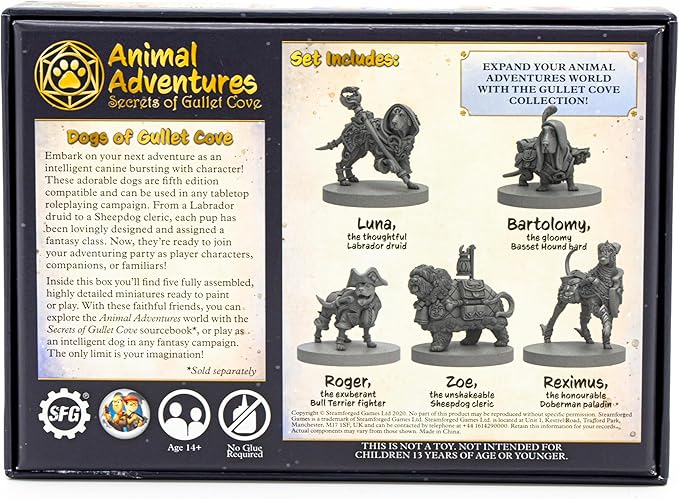 Steamforged Games Animal Adventures: Secrets of Gullet Cove - Dogs Roleplaying Miniatures 5E Compatible