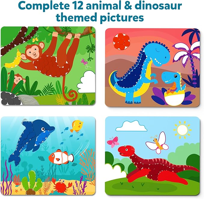 Skillmatics Dot It Sticker Art Activity - Animals & Dinosaurs Combo, Mess-Free Fun for Kids, 750+ Stickers, Craft Kits, DIY Scrapbooking Activity, Travel Toys, Gifts for Ages 3, 4, 5, 6, 7