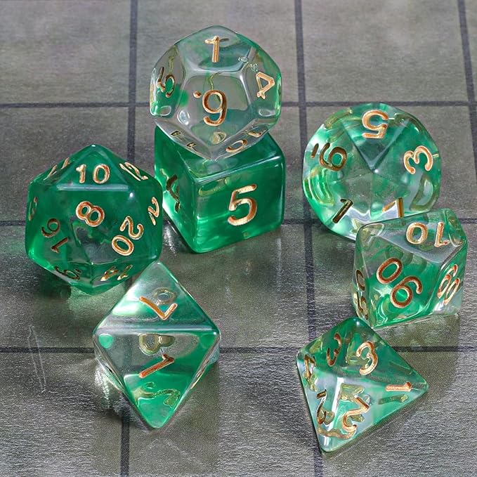 CiaraQ DND Polyhedral Dice Set with a Black Dice Bag for D&D RPG MTG Role Playing Table Games