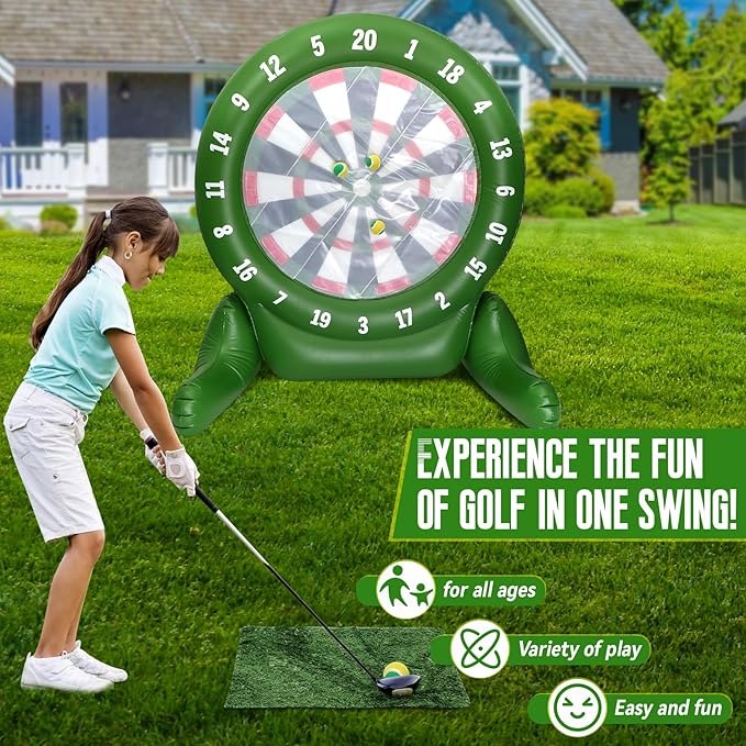 2025 Backyard Golf Game, Patio Golf Game with Air Pump(Base Can be Filled with Water), Giant Golf Darts | Indoor & Outdoor Golf Games for Family, Party, Camping
