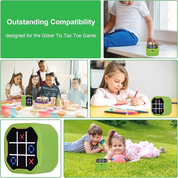 YouKnow Silicone Case Compatible with GiiKER Tic Tac Toe Bolt Game 3-in-1 Handheld Puzzle Game Console, Fidget Toys Board Games Cover for Kids and Adults (Case Only) (Green)
