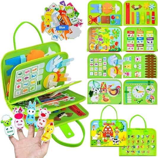 Busy Board Montessori Toy for Toddlers, Educational Activity Sensory Board Preschool Learning Fine Motor Skills Toys,Busy Book for Toddlers,Gift for Boys Girls,Travel Toys for Kids