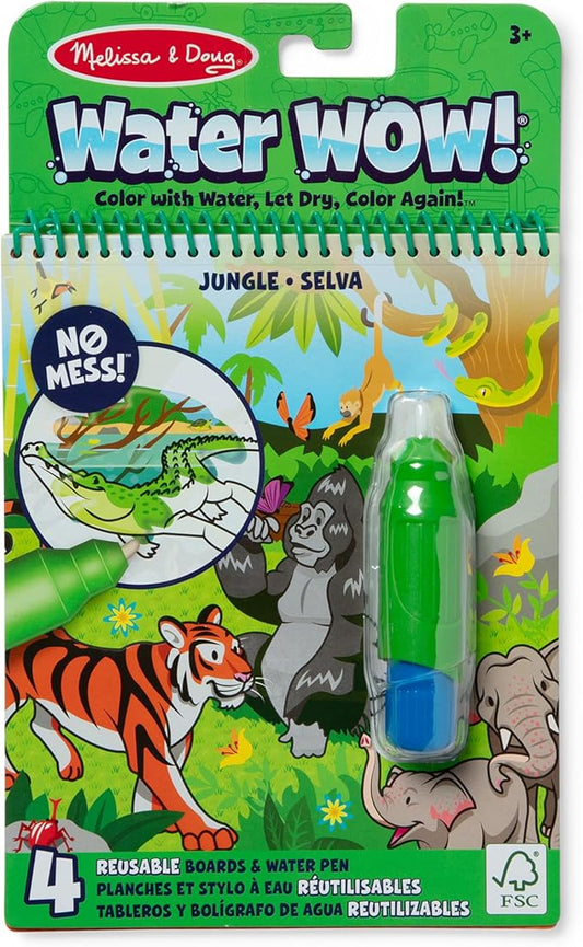 Melissa & Doug On The Go Water Wow! Reusable Water-Reveal Coloring Activity Pad – Jungle - Party Favors, Stocking Stuffers, Travel Toys For Toddlers, Mess Free Coloring Books For Kids Ages 3+