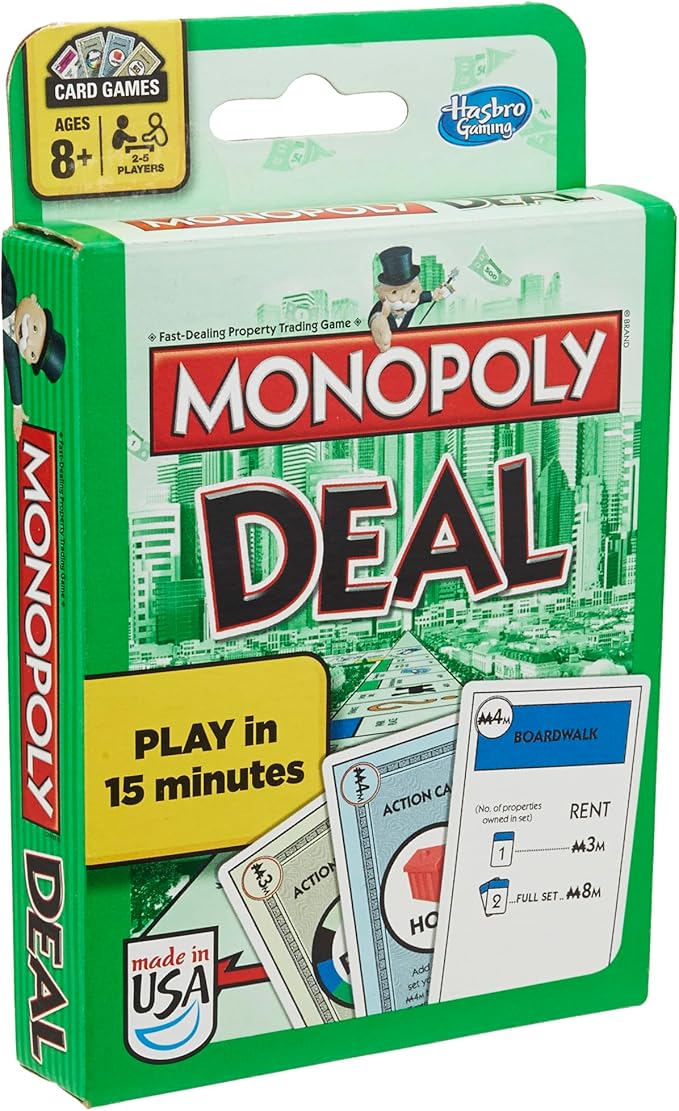 Hasbro Gaming Monopoly Deal Card Game, Quick-Playing Card Game for 2-5 Players, Game for Families and Kids, Ages 8 and Up (Amazon Exclusive)